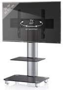 VCM TV Standfuß Schwarzglas mit Glasboden und Rollen Bild 3