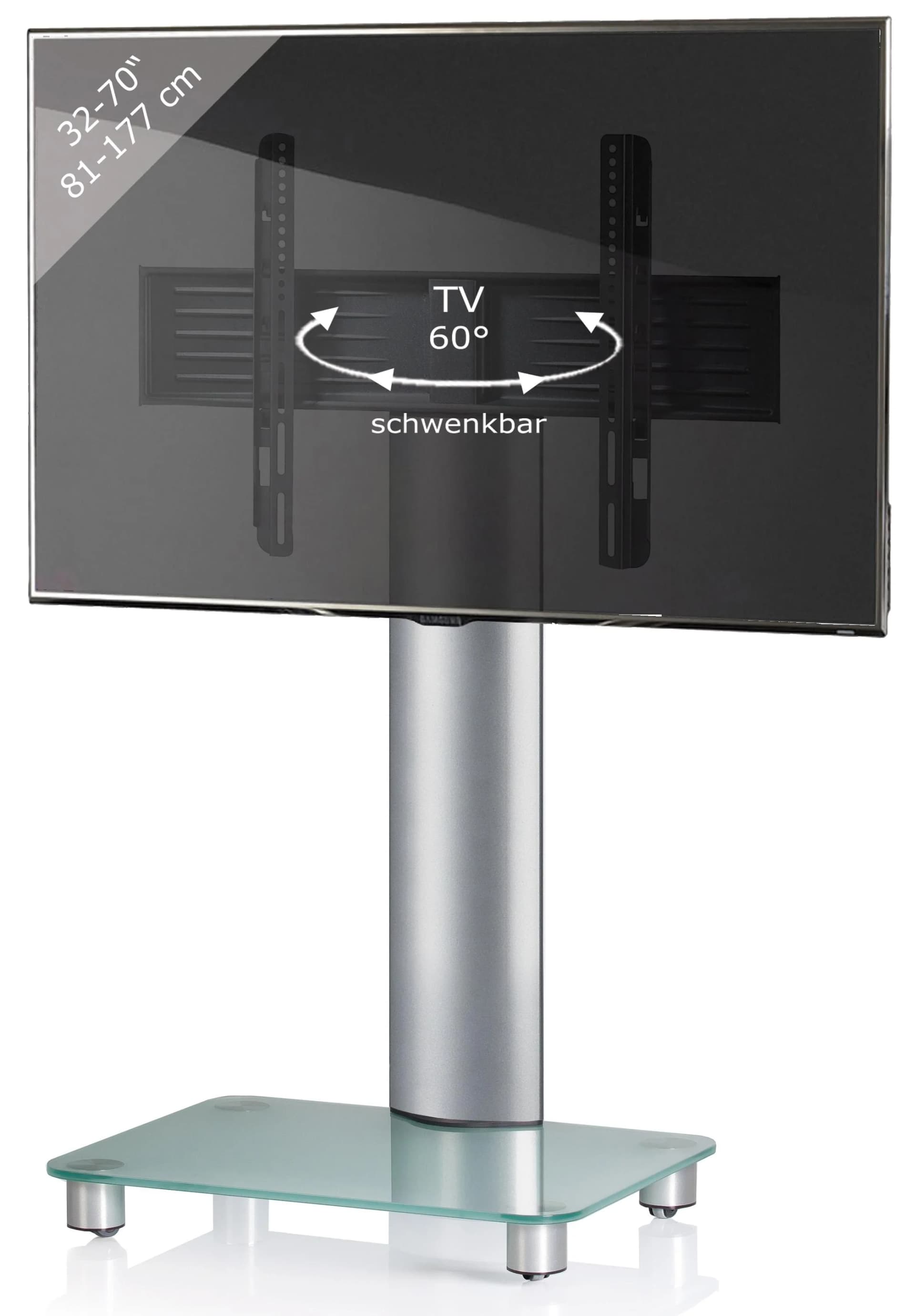 VCM TV Standfuß Tosal Mattglas Aluminium mit Rollen - Bild 3