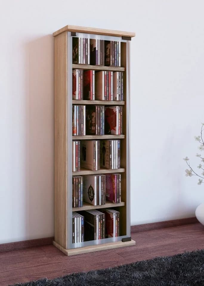 VCM Media-Regal Classic Braun Glastür Holzstruktur - Bild 2