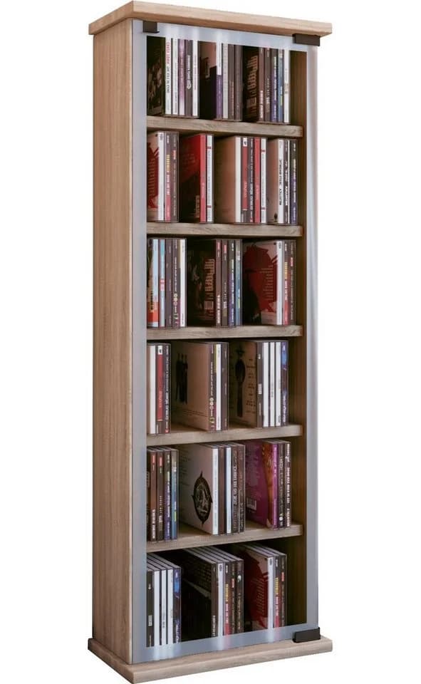 VCM Media-Regal Classic Braun Glastür Holzstruktur - Bild 3