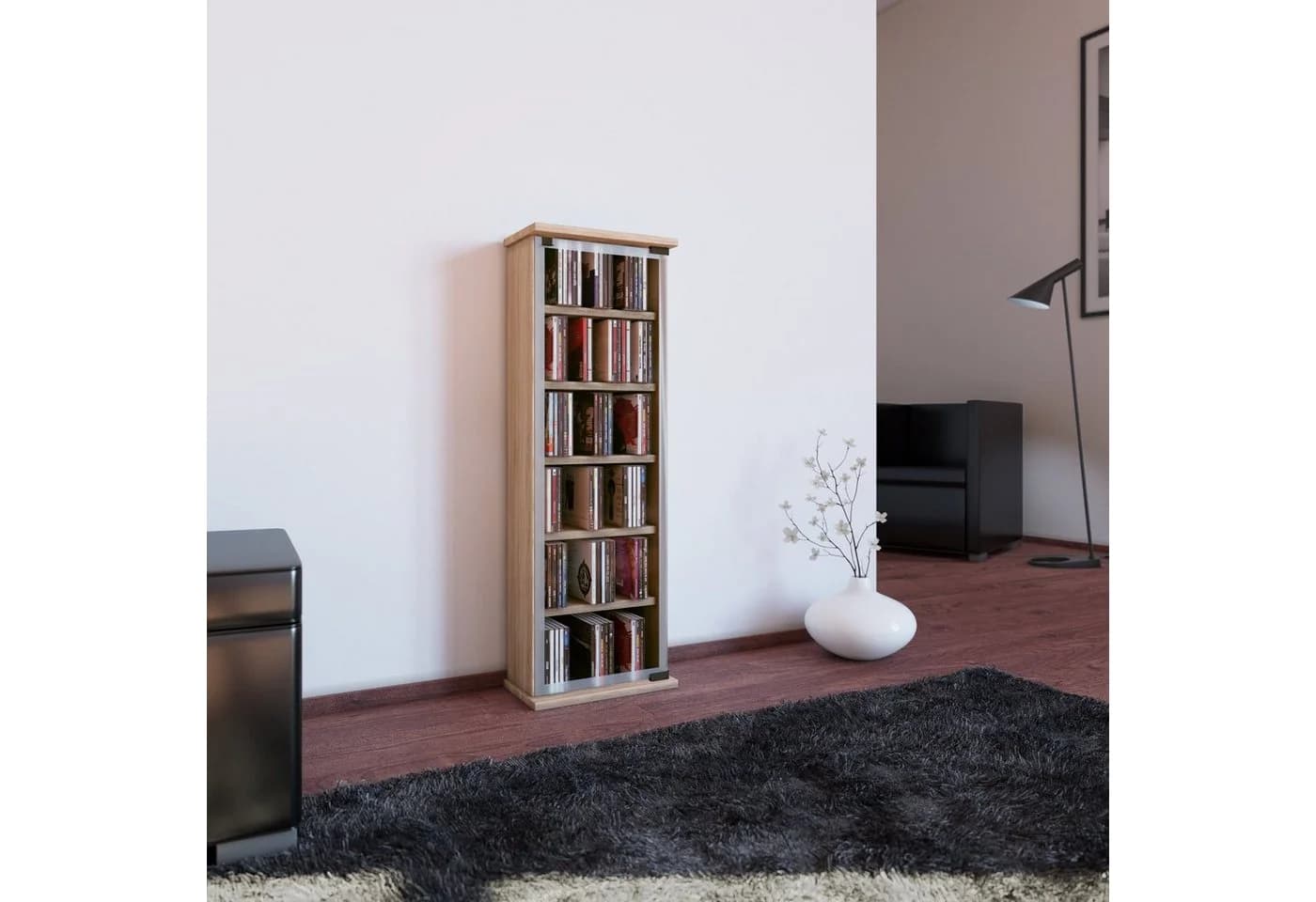 VCM Media-Regal Classic Braun Glastür Holzstruktur - Bild 4