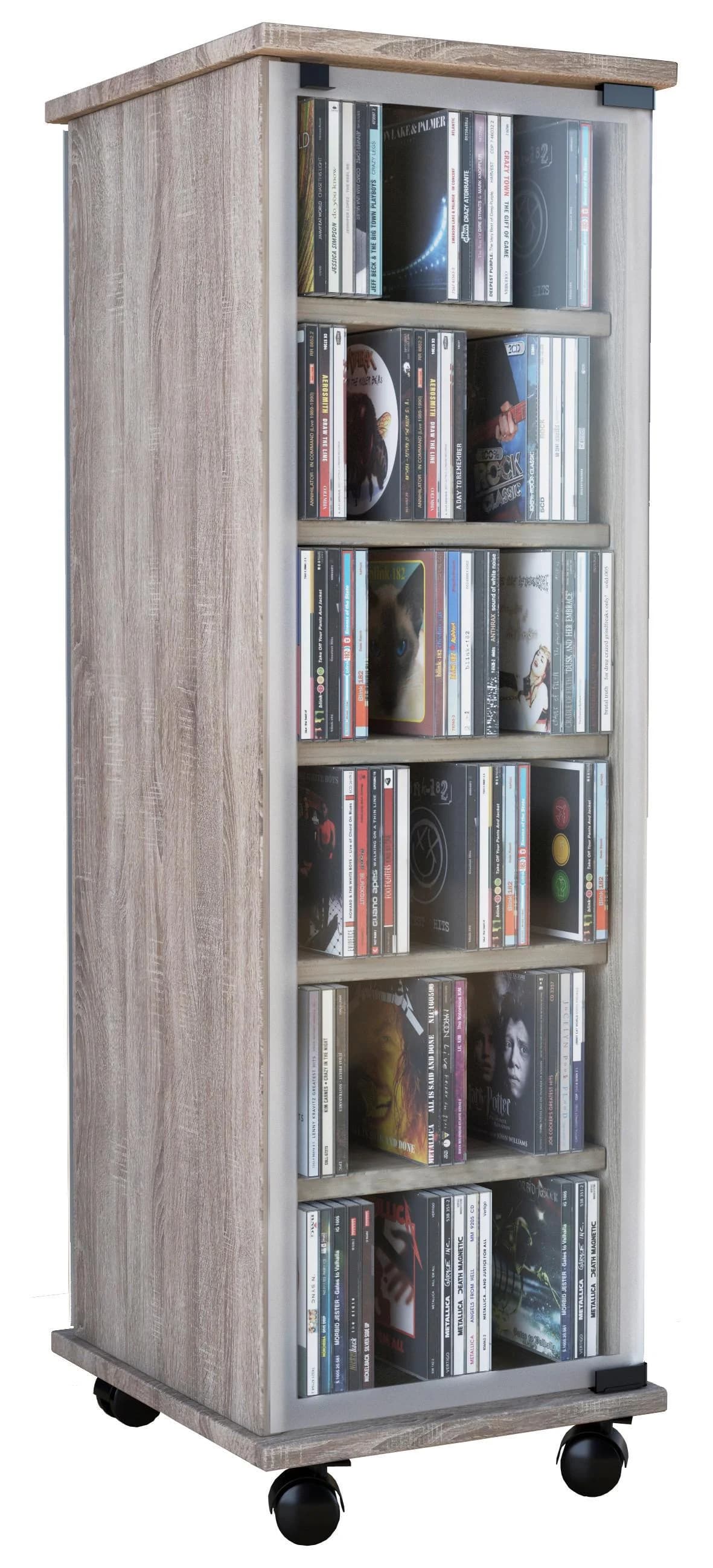 VCM CD Regal Valenza mit Glastüren und Rollen - Bild 2