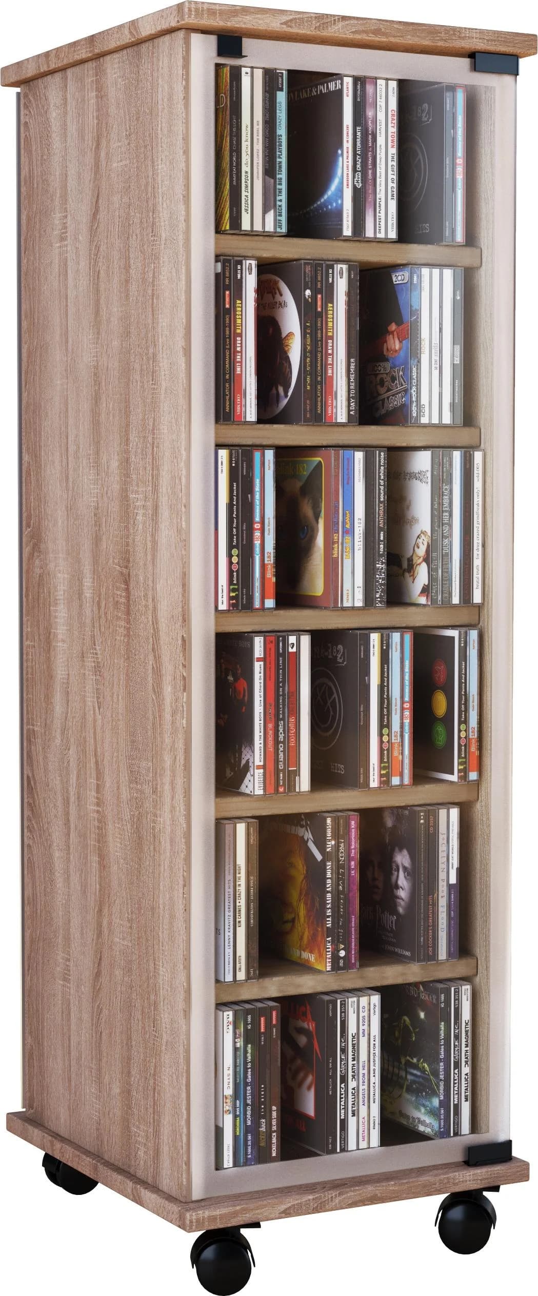 VCM CD Regal Valenza mit Glastüren und Rollen - Bild 3
