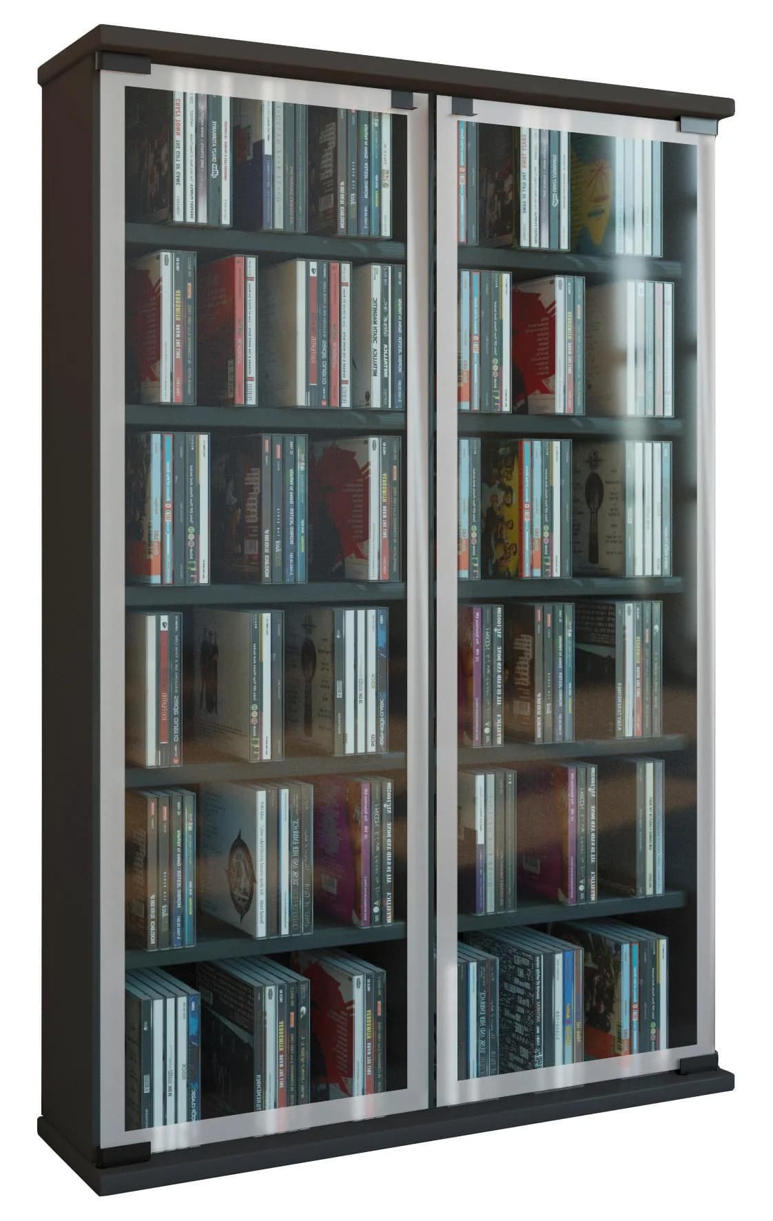 VCM Media-Regal Schwarz mit Glastüren für CDs und DVDs - Bild 2