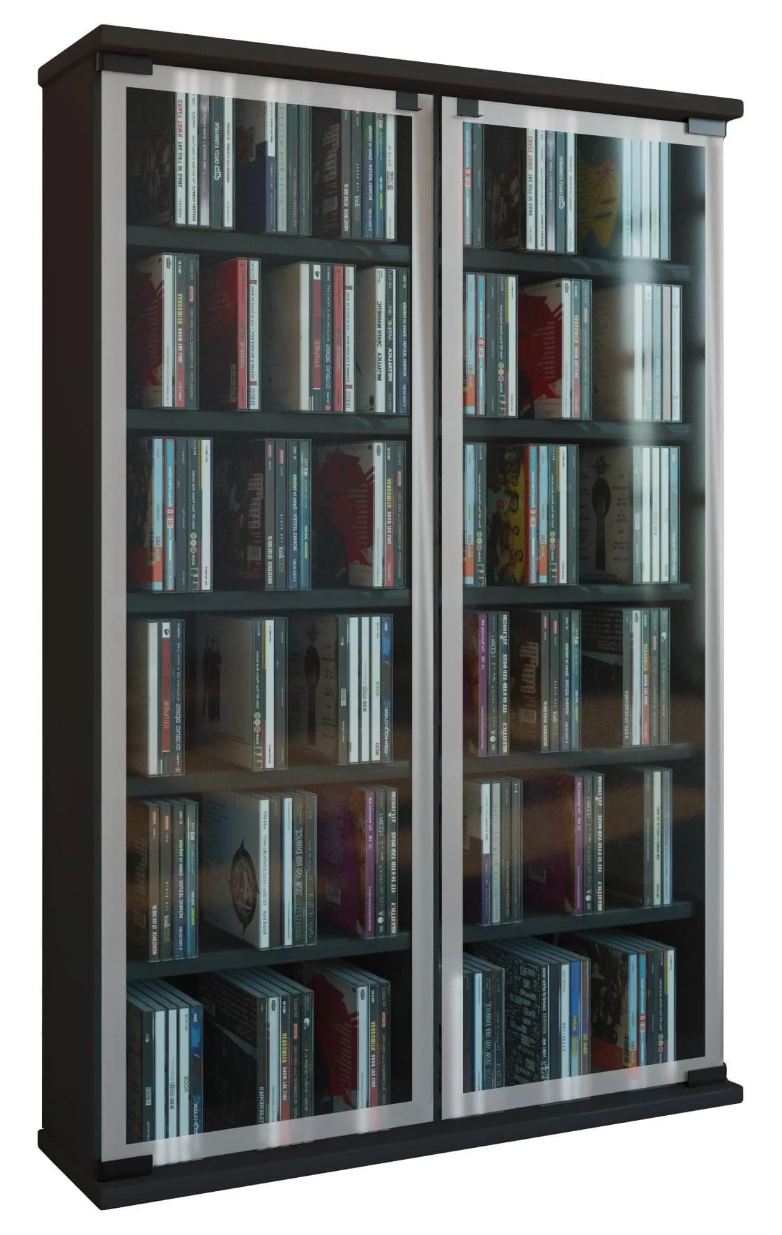 VCM Media-Regal Schwarz mit Glastüren für CDs und DVDs - Bild 3