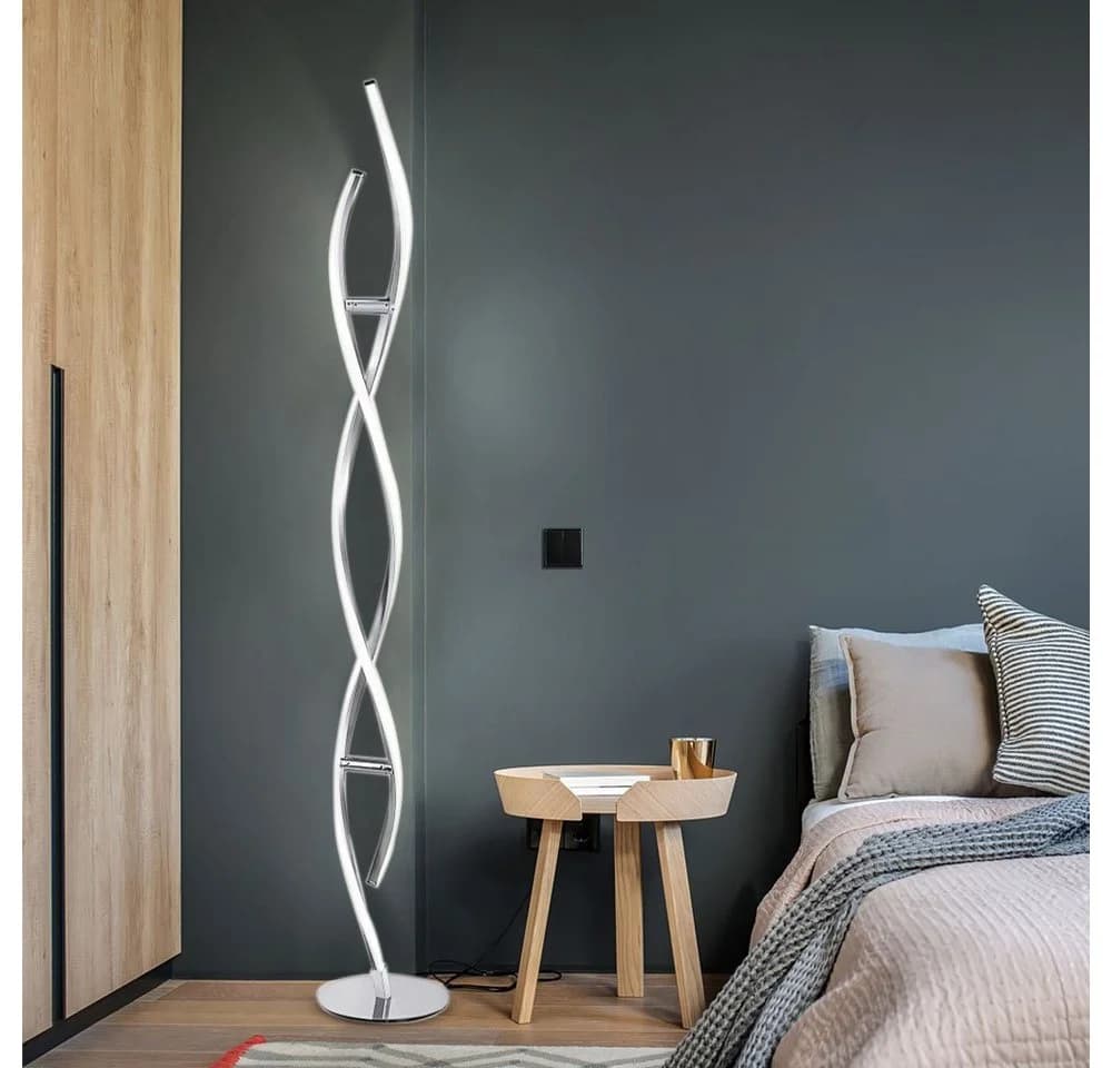 JUST LIGHT LED Stehlampe Silber Dimmbar Modern