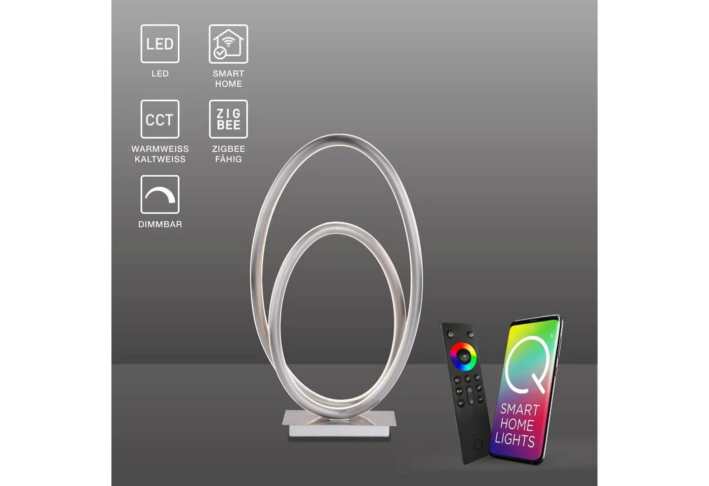 Paul Neuhaus Q-NEVIO Smarte LED Tischlampe Silber CCT Dimmbar
