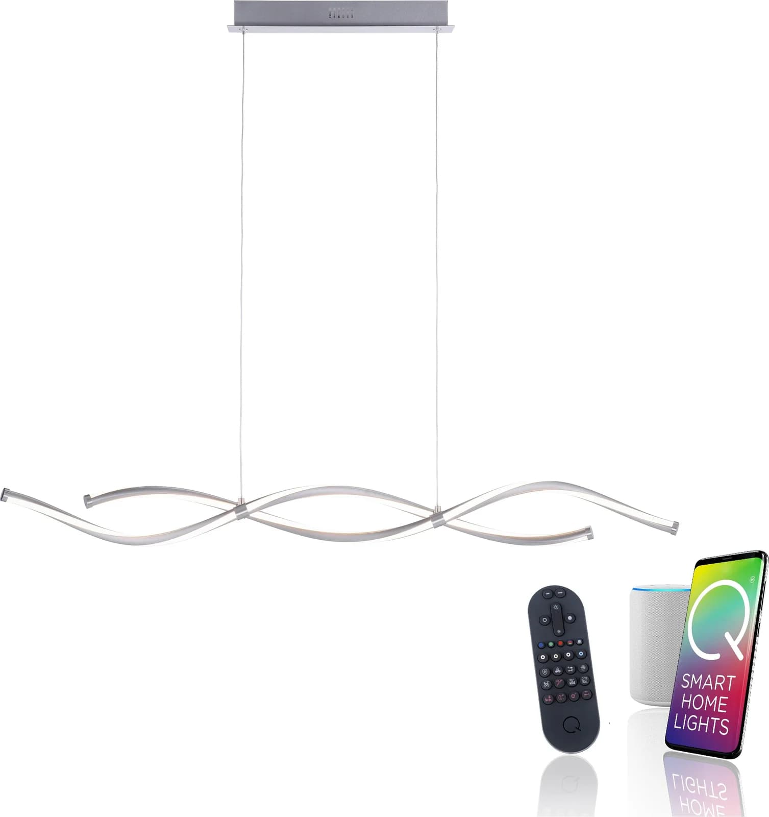 NEUHAUS Q LED Pendelleuchte Q-MALINA stahlfarben Smart Home dimmbar