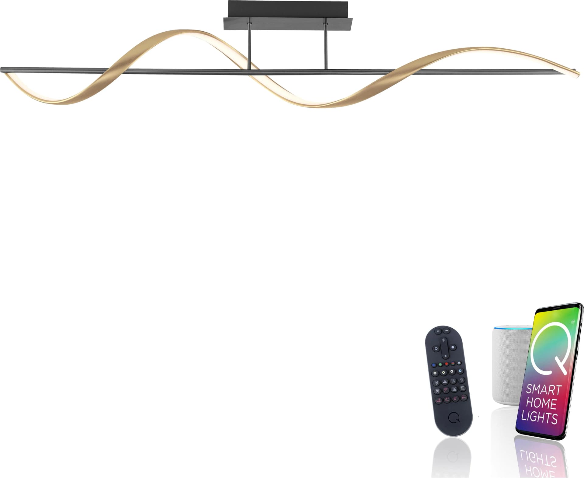 Paul Neuhaus Q-Swing Deckenlampe Anthrazit/Messing Smart LED