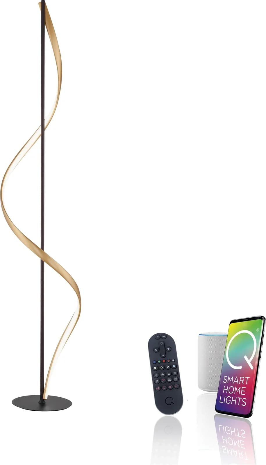 Paul Neuhaus Q-Swing Stehleuchte Anthrazit/Messing ZigBee