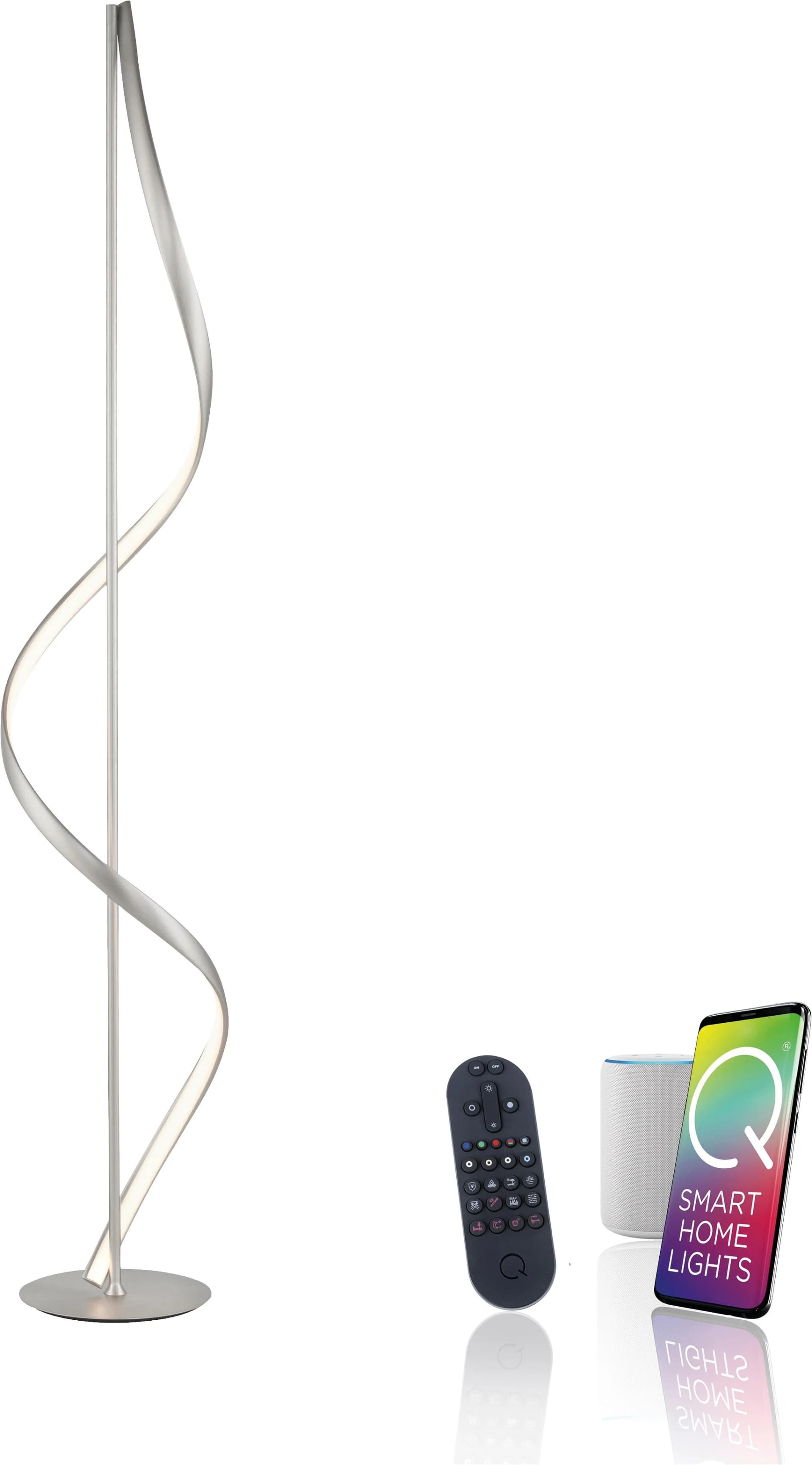 NEUHAUS Q-SWING LED Stehlampe Stahlfarben Dimmbar Smart Home