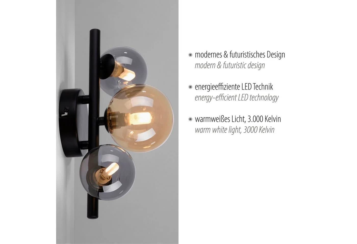 PAUL NEUHAUS LED Wandleuchte POPSICLE Schwarz 3x G9 LED - Bild 5