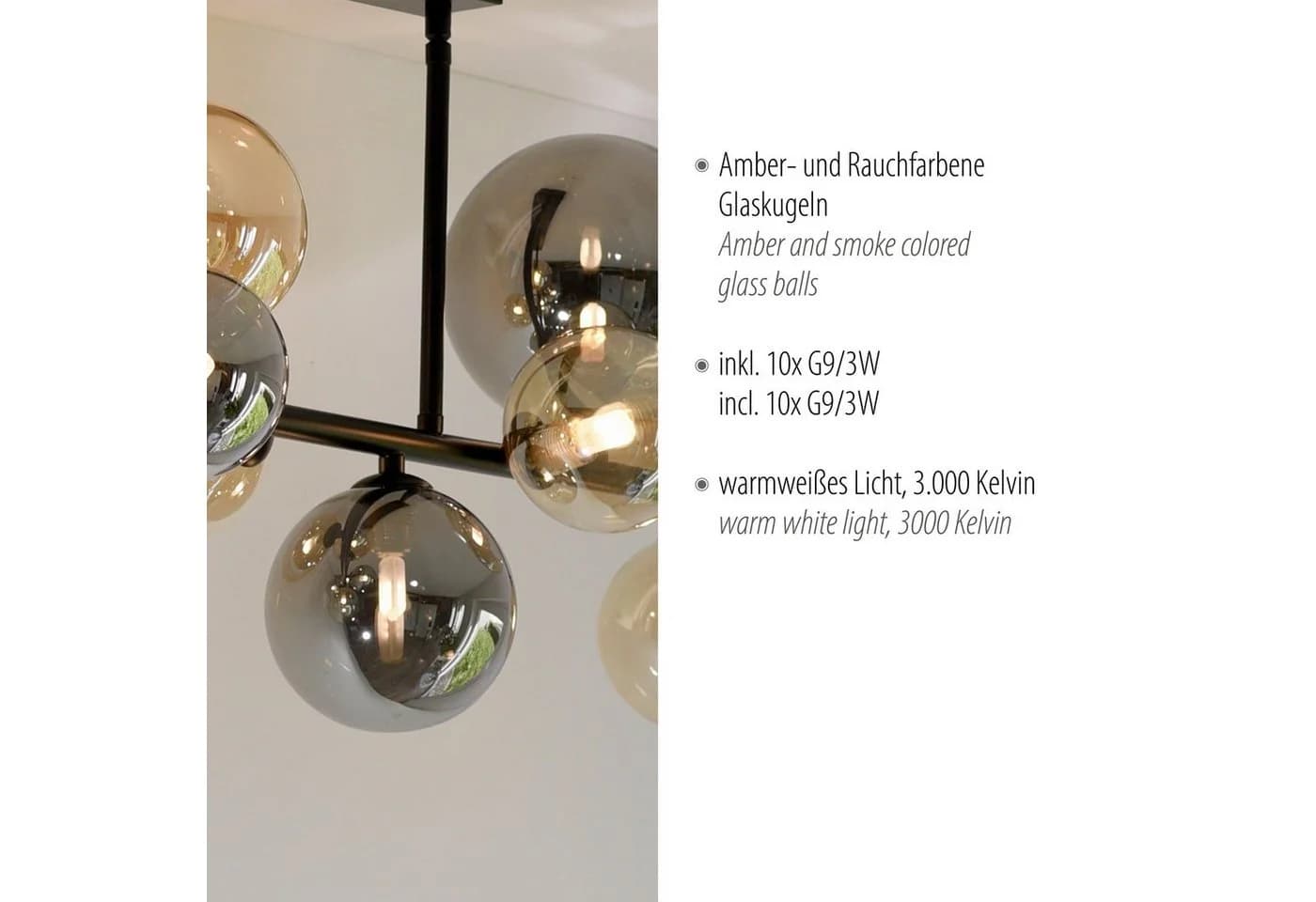 PAUL NEUHAUS Deckenleuchte POPSICLE Schwarz 10x LED Glas - Bild 3