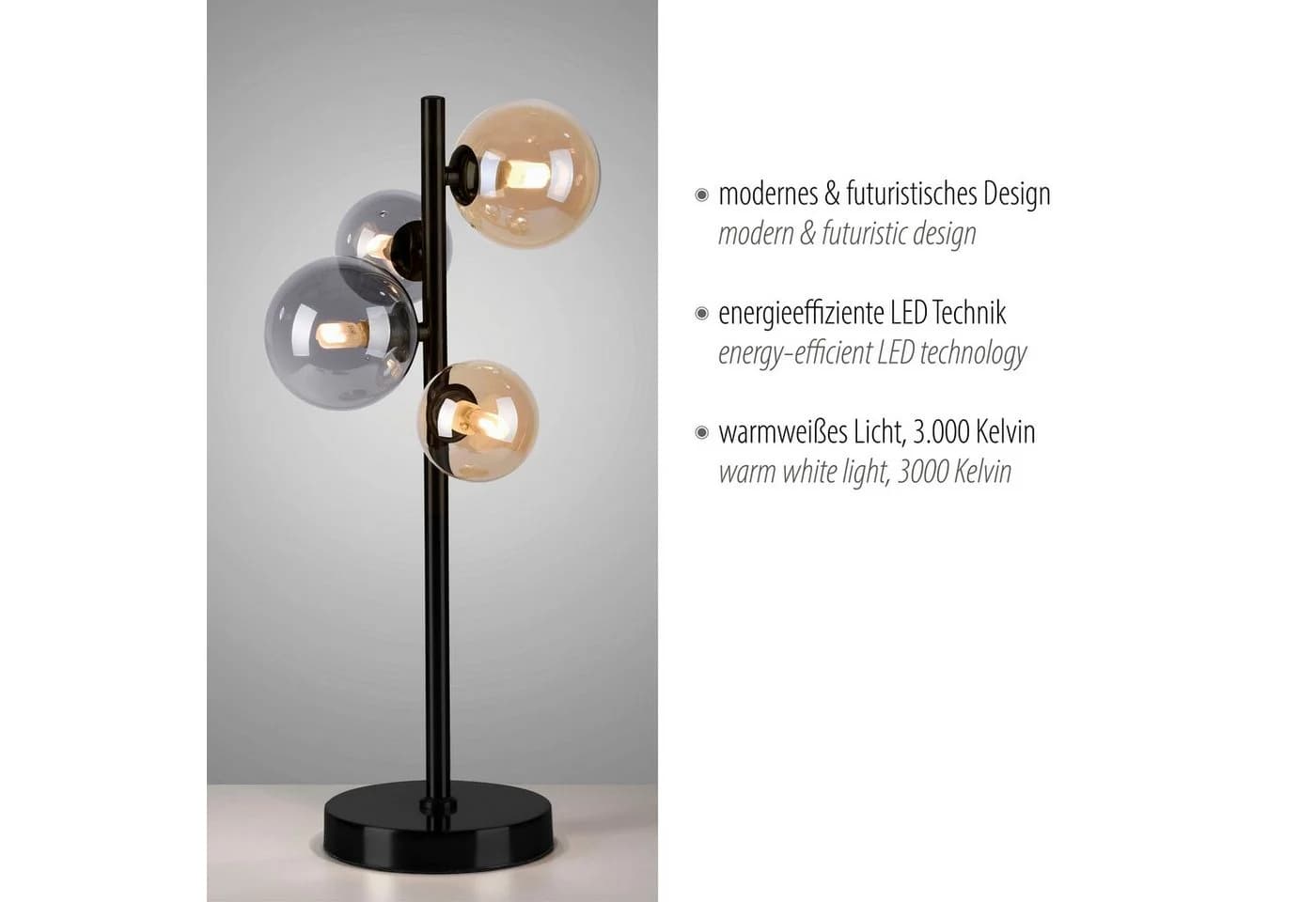 PAUL NEUHAUS Tischleuchte POPSICLE Schwarz 4x LED G9 Warmweiß - Bild 4