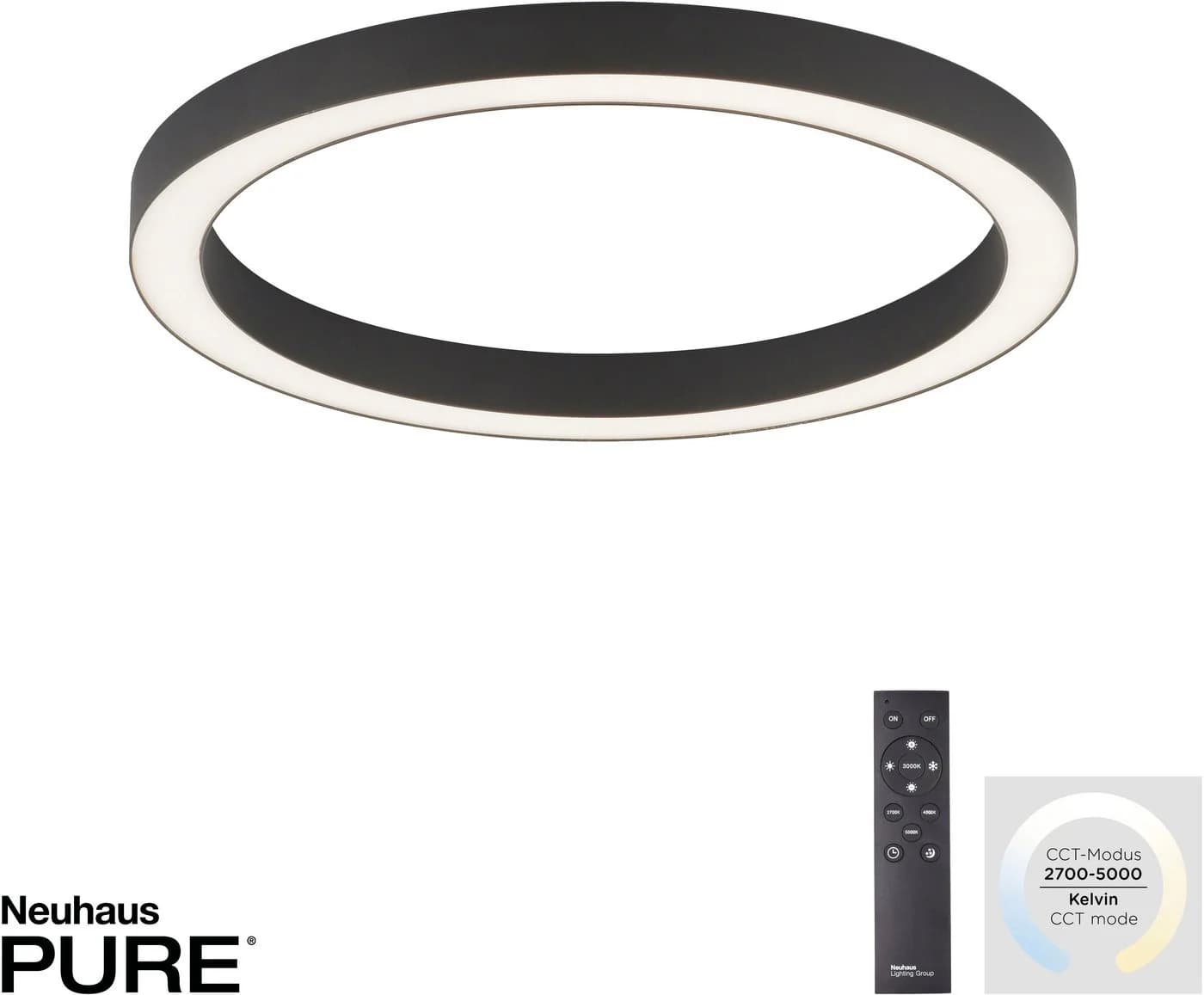 Paul Neuhaus LED Deckenleuchte PURE Lines Round Anthrazit - Bild 5