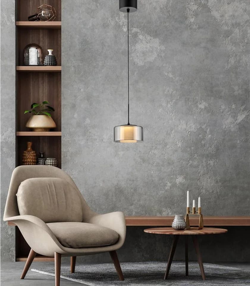 Paul Neuhaus LED Pendelleuchte RIKA Schwarz Grau Glas Metall