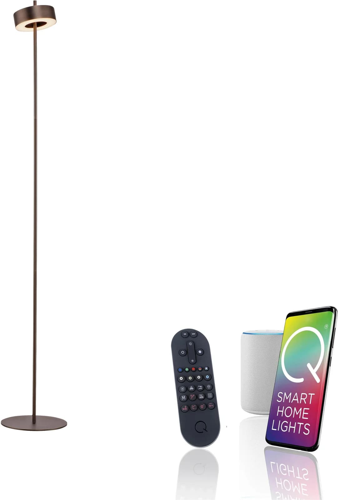 Paul Neuhaus Smart-LED-Stehlampe Q-Rotate Dunkelbraun 140 cm