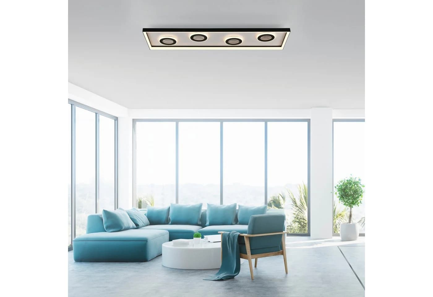 Moderne Deckenleuchte in Schwarz mit LED und Spiegel