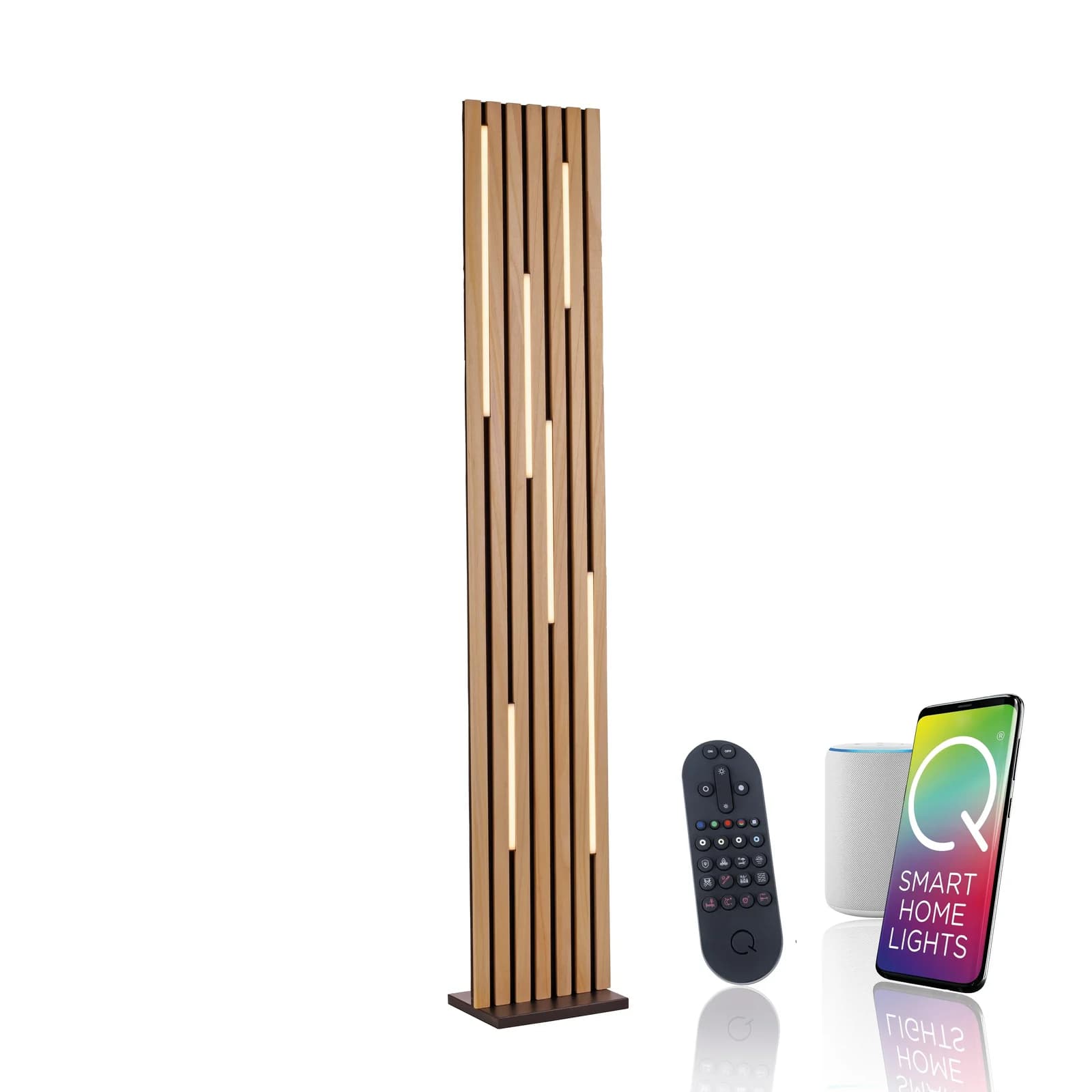Paul Neuhaus Smart-LED-Stehlampe Q-Akustik Holz 162 cm