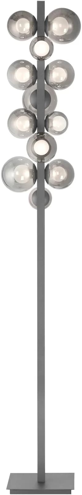 PURE LED-Stehlampe Popup grau Aluminium/Glas Dimmer 12-flg.