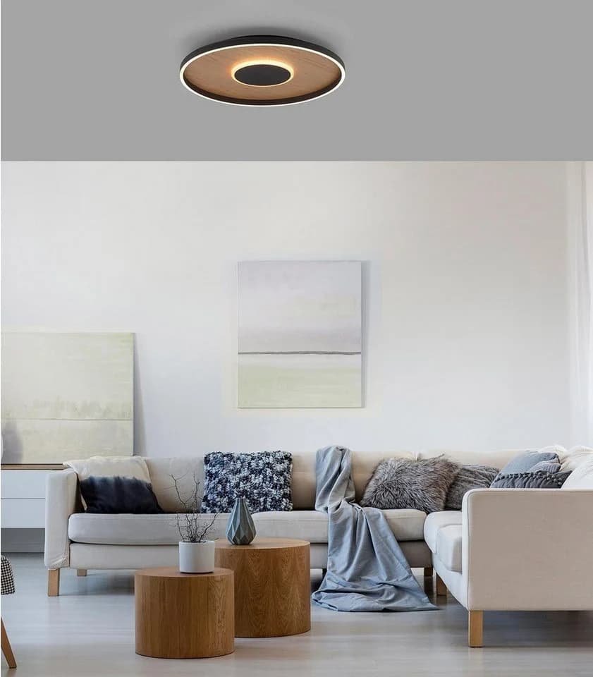 MONDO LED Deckenleuchte FAMERA 2-flammig Schwarz Eichenholz