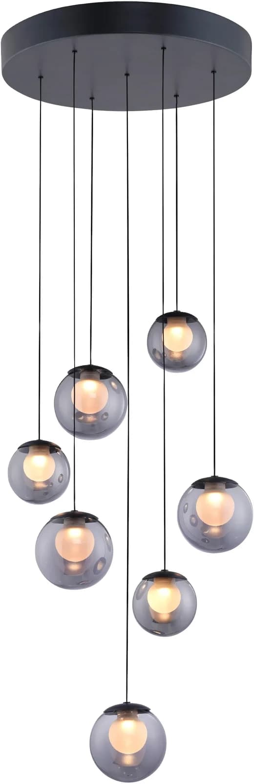 PURE LED-Hängelampe Popup 7-flg. Grau/Rauchgrau Ø 40 cm