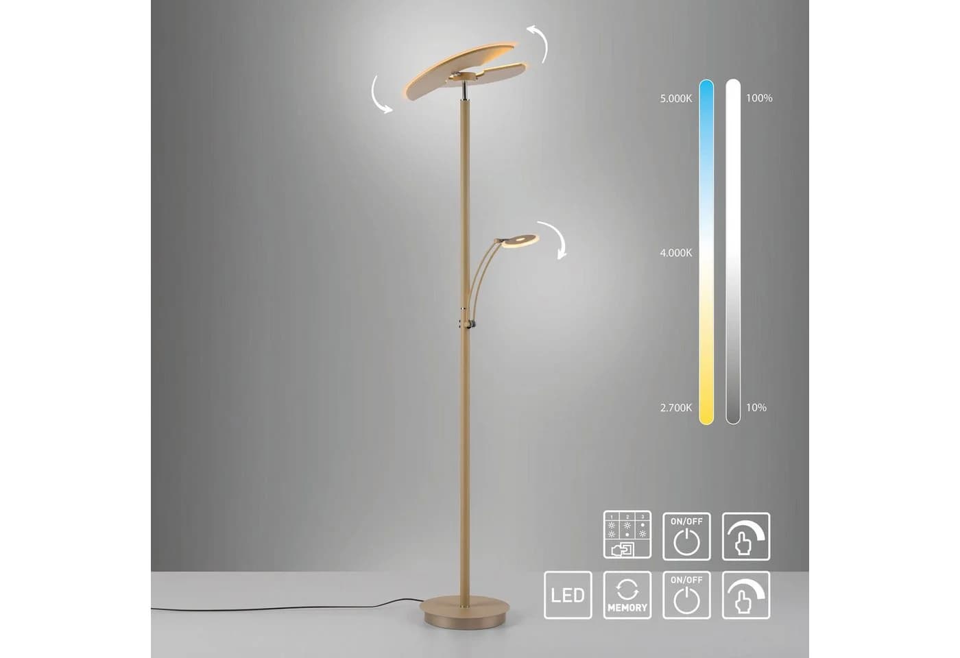 PAUL NEUHAUS LED Deckenfluter ARTUR Sand Dimmbar 2700-5000K - Bild 4