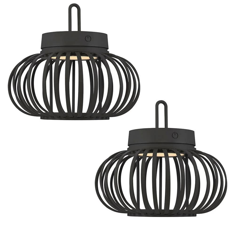 JUST LIGHT LED Tischleuchte 2er Set Schwarz Touchdimmer