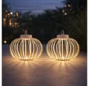 JUST LIGHT Akku Tischleuchte Bambus Greige Touchdimmer IP44 Bild 2
