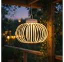 JUST LIGHT Akku Tischleuchte Bambus Greige Touchdimmer IP44 Bild 4
