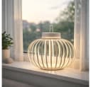 JUST LIGHT Akku Tischleuchte Bambus Greige Touchdimmer IP44 Bild 5