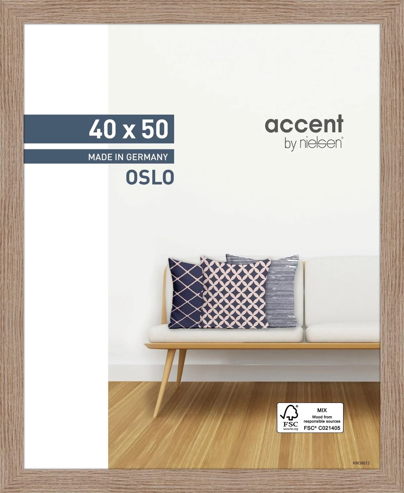 Bilderrahmen OSLO Eiche Holz 40x50cm Wandrahmen
