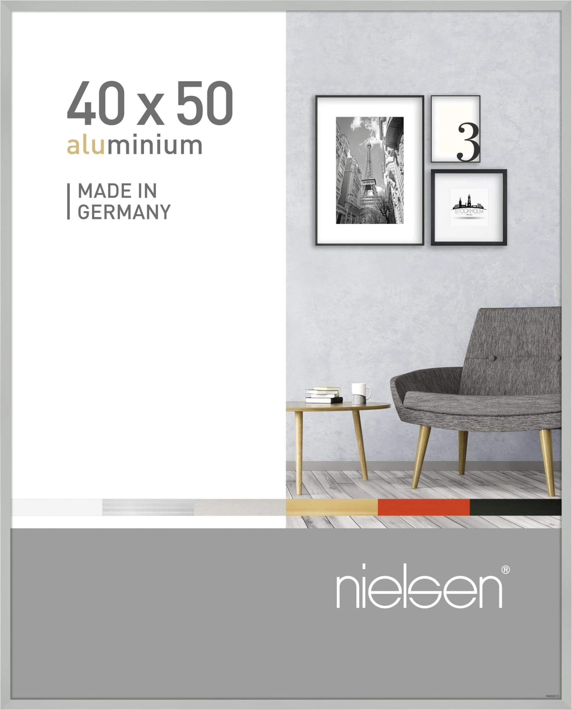 nielsen Bilderrahmen PIXEL Silber Aluminium Wandrahmen 40x50cm