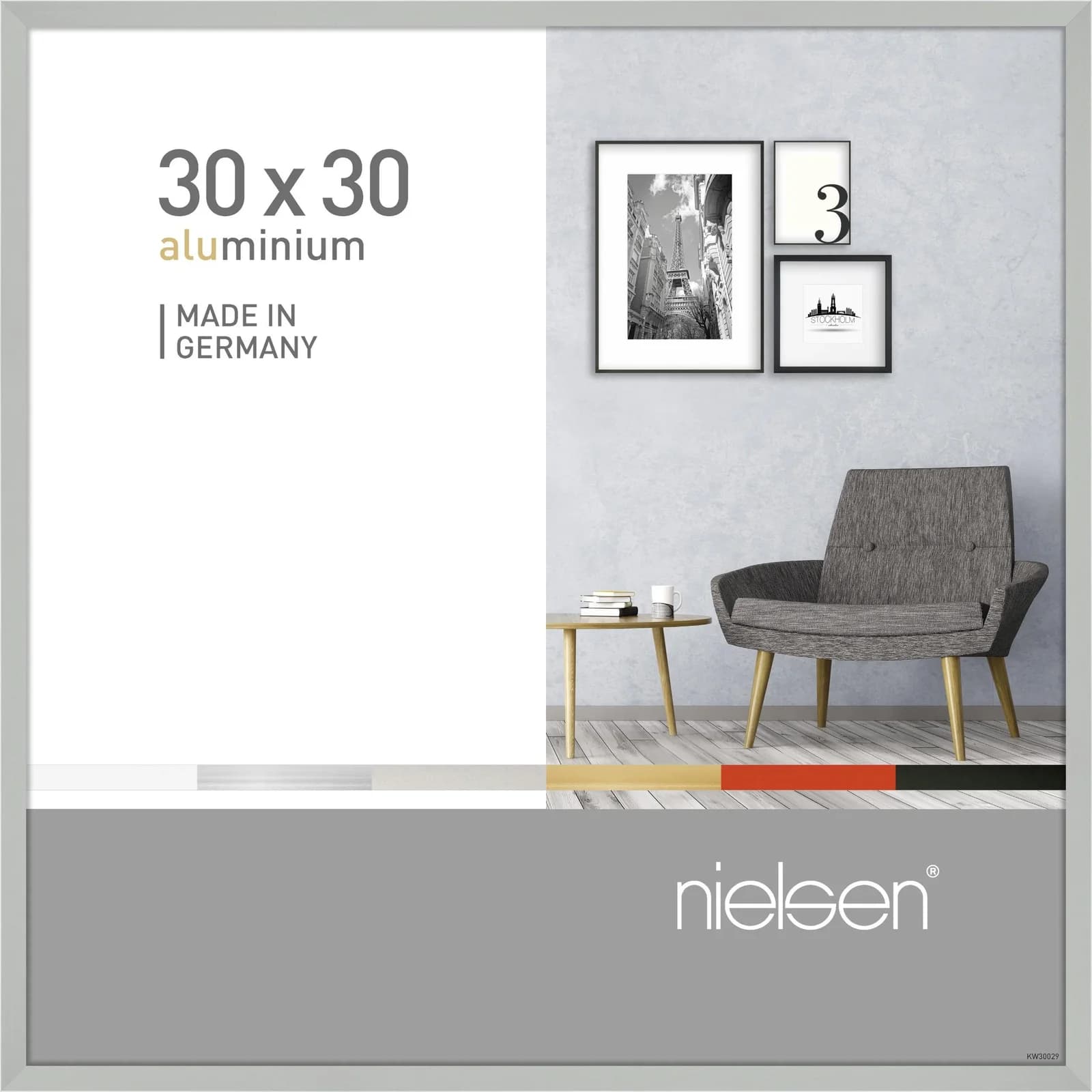 Bilderrahmen PIXEL Silber matt Aluminium 30x30cm