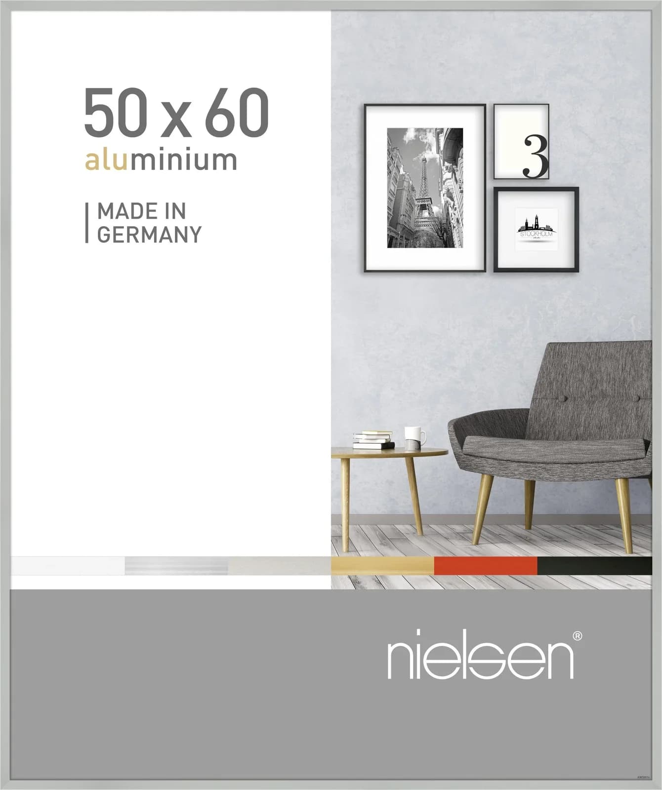 Bilderrahmen PIXEL Silber Matt Aluminium Wandrahmen 50x60cm