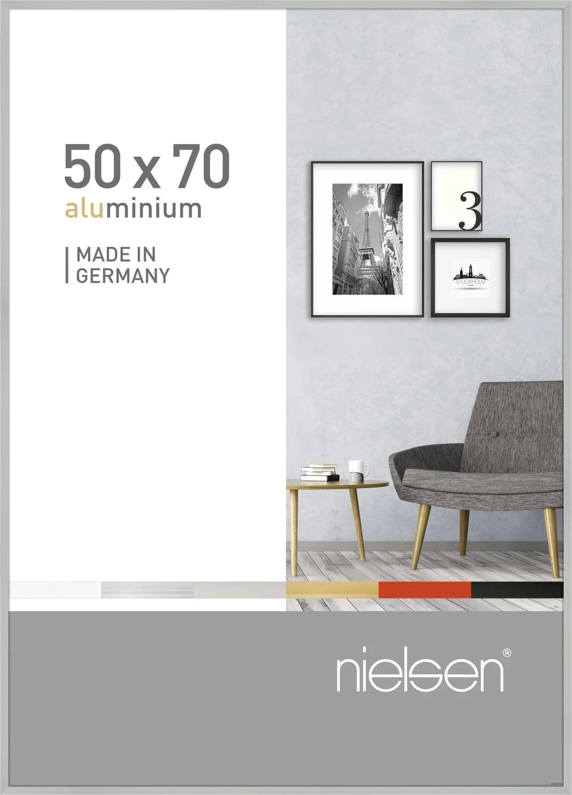 Bilderrahmen PIXEL Silber Aluminium Wandrahmen 50x70cm