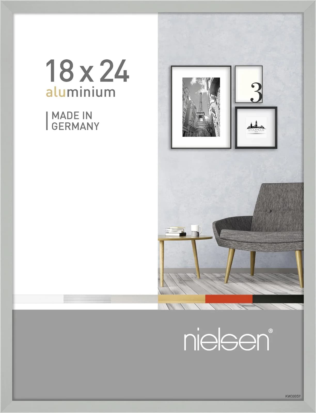 Bilderrahmen PIXEL Aluminium Silber Matt 18x24 cm Wand- und Stehrahmen