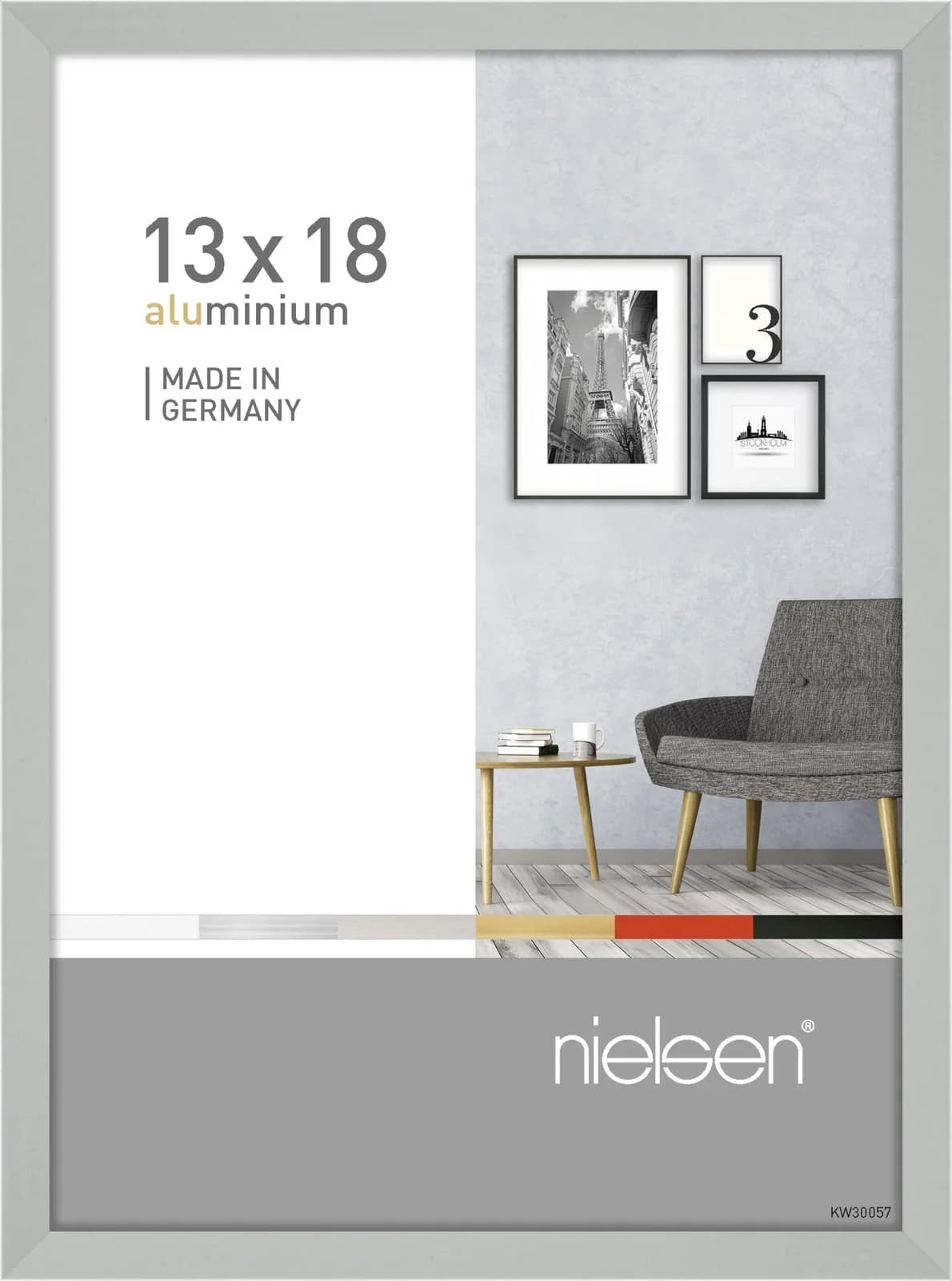 Bilderrahmen PIXEL Aluminium Silber 13x18cm Wand- und Stehrahmen