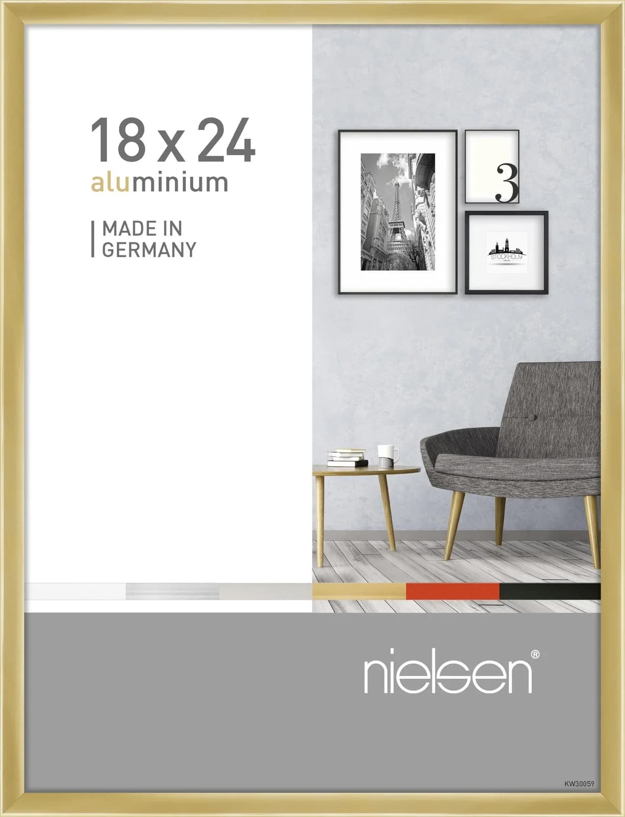 Bilderrahmen PIXEL Gold Aluminium Wand- und Stehrahmen