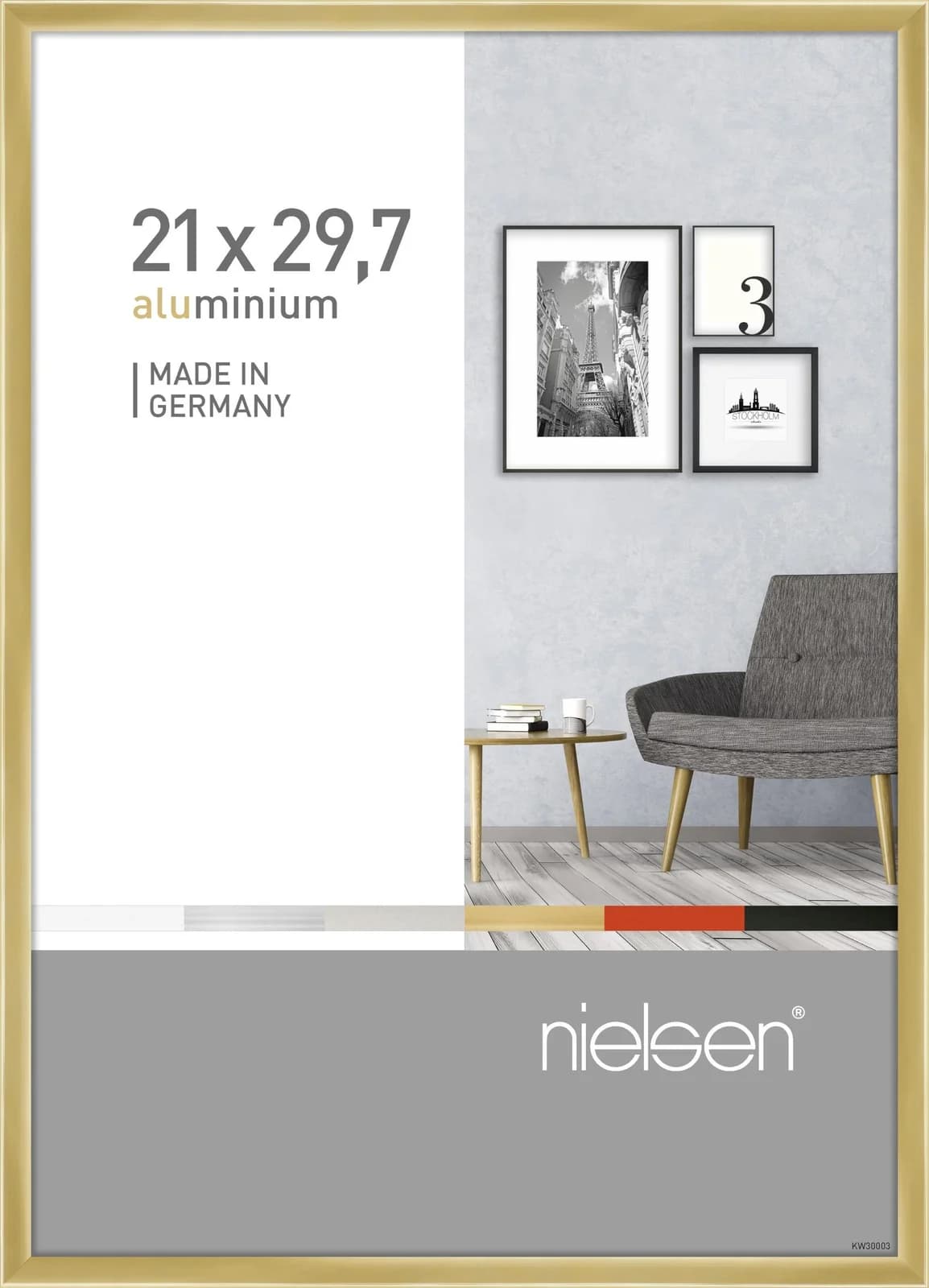 Bilderrahmen PIXEL Gold Aluminium Wandrahmen A4