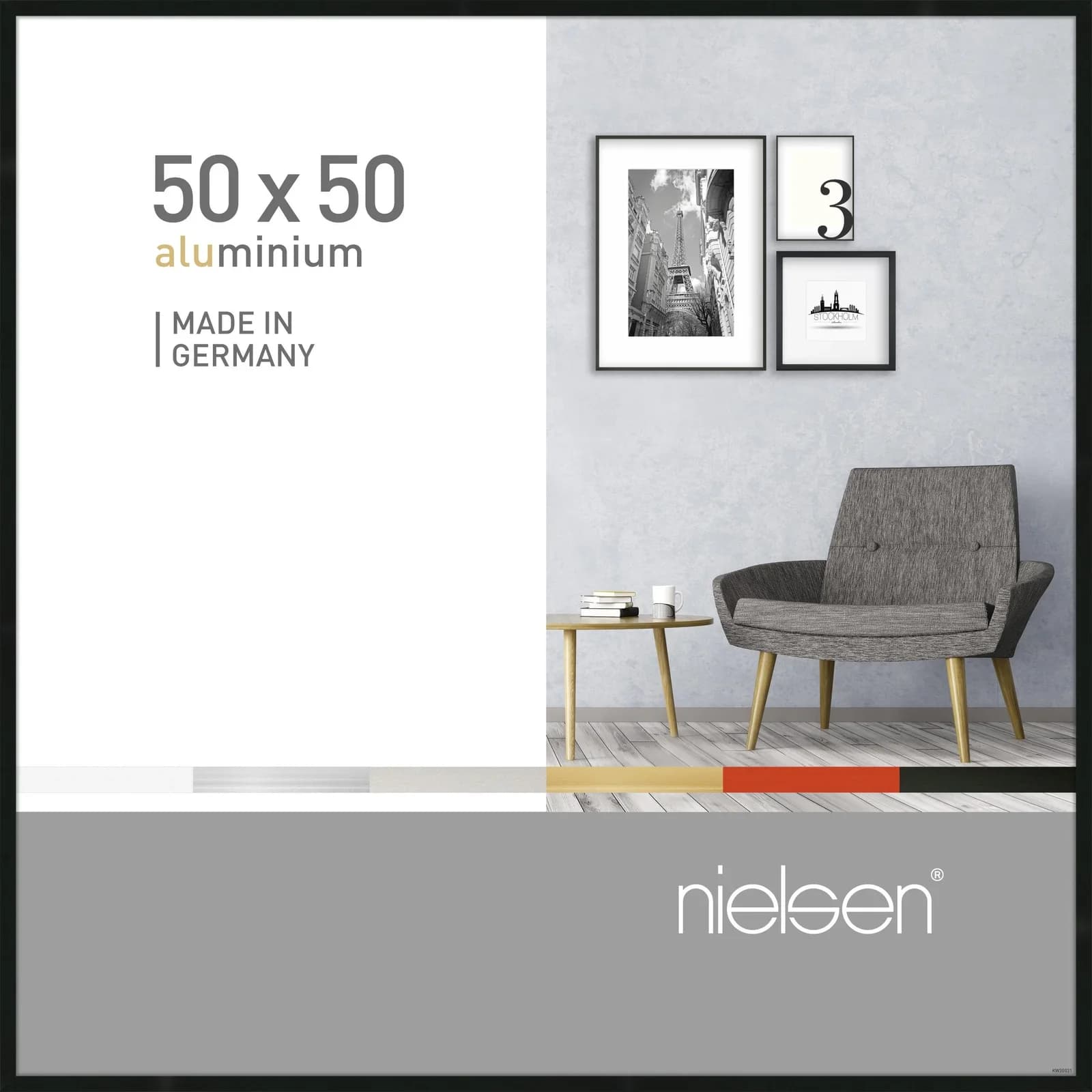 Bilderrahmen PIXEL Schwarz Aluminium 50x50 cm