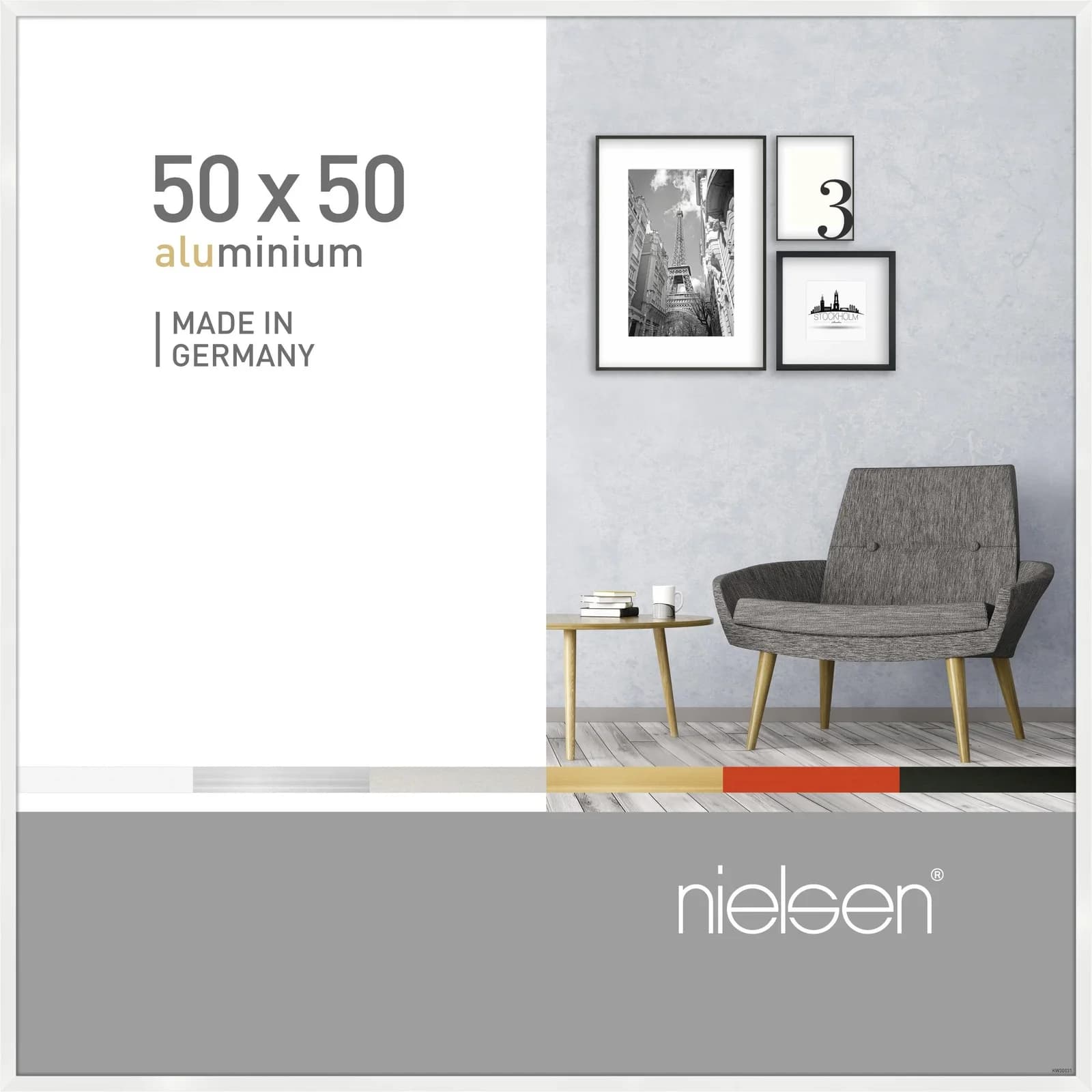 Bilderrahmen PIXEL Aluminium Weiß 50x50 cm Wandrahmen