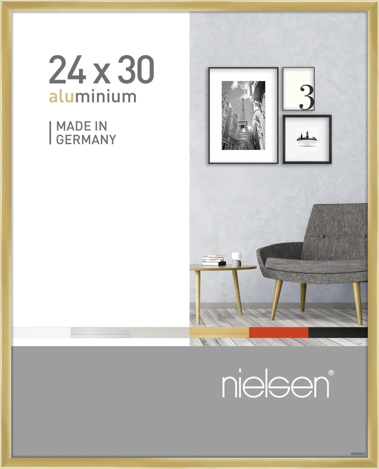 Bilderrahmen PIXEL Gold Aluminium Wandrahmen 24x30cm