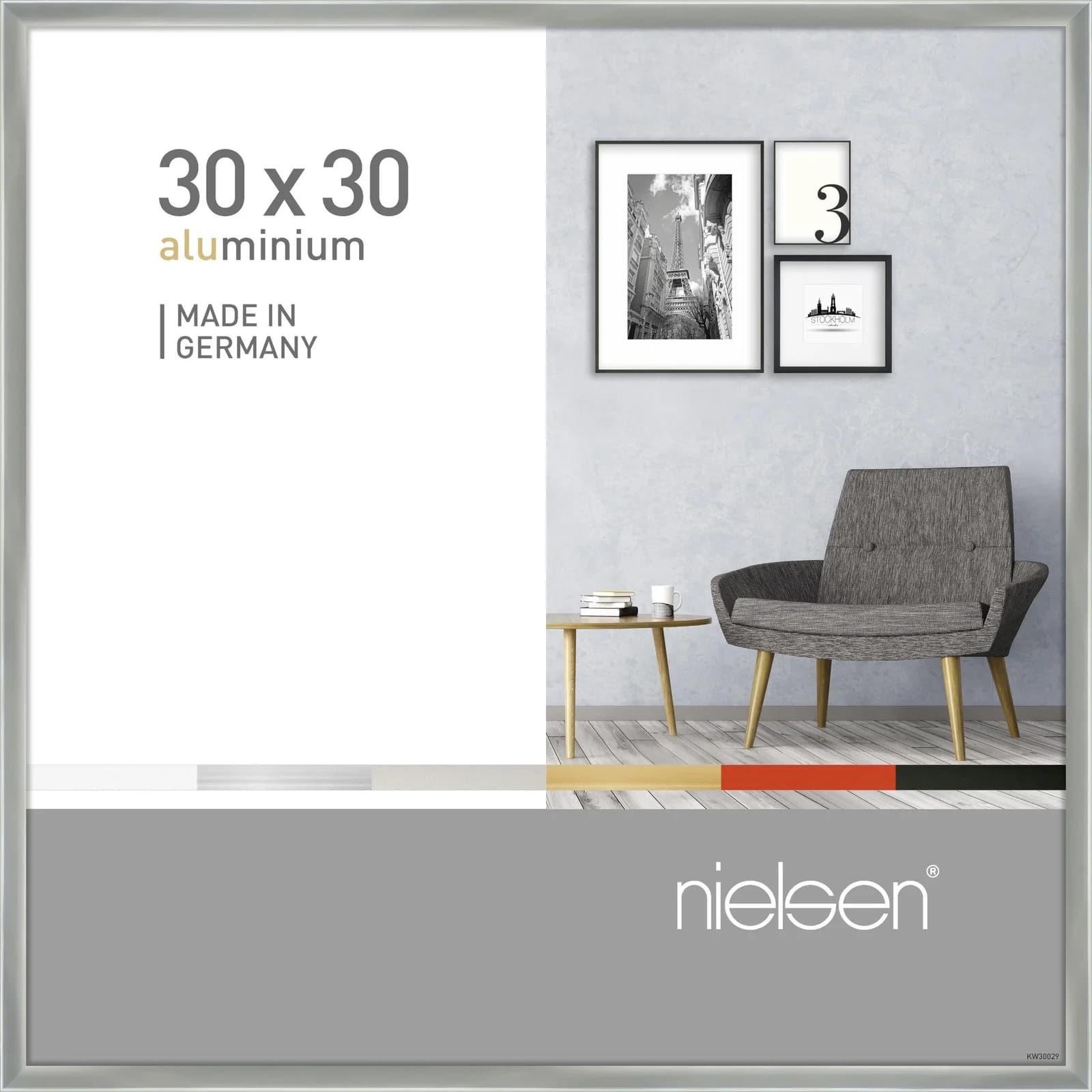 Bilderrahmen PIXEL Silber Aluminium 30x30cm Wandrahmen