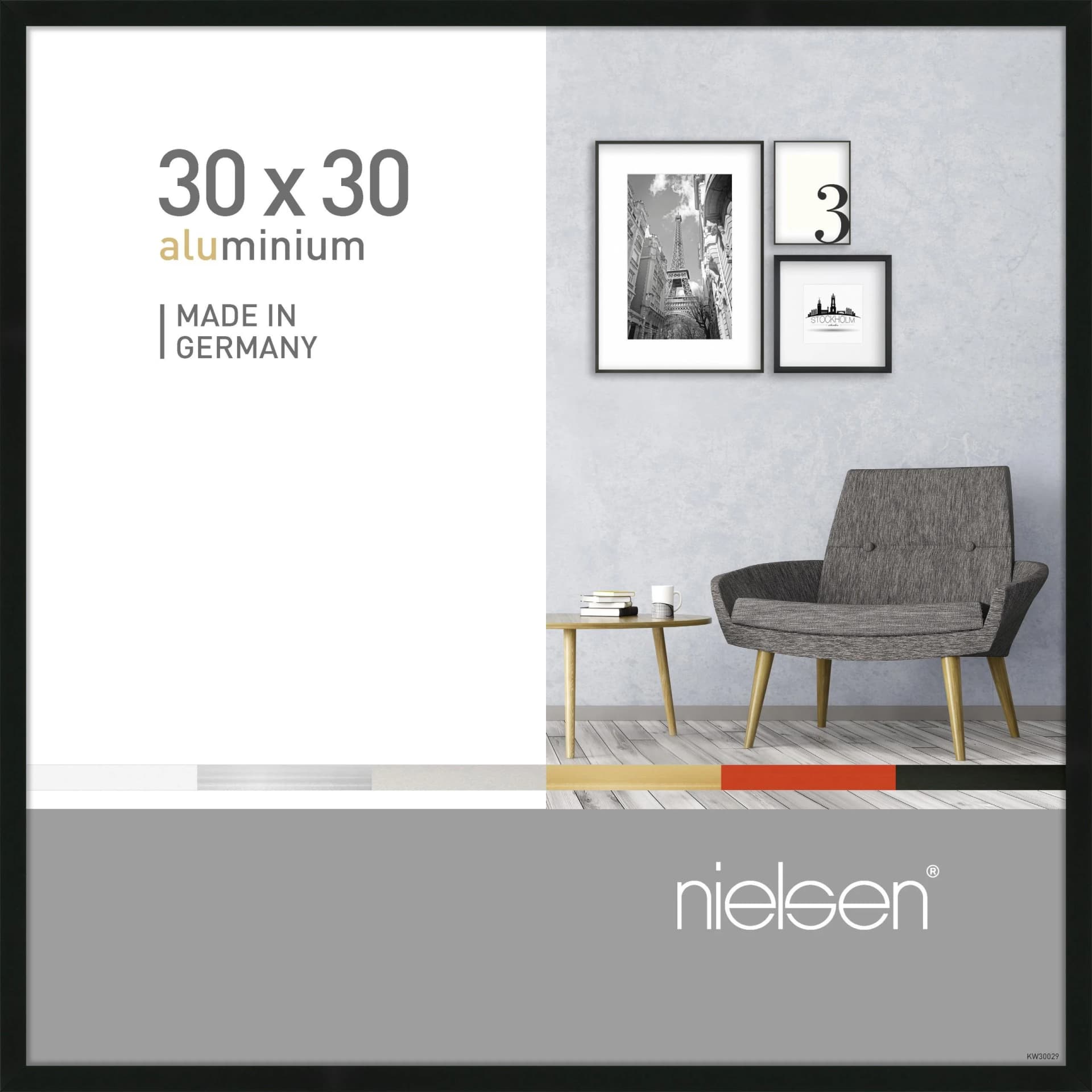 Bilderrahmen PIXEL Schwarz Aluminium 30x30cm