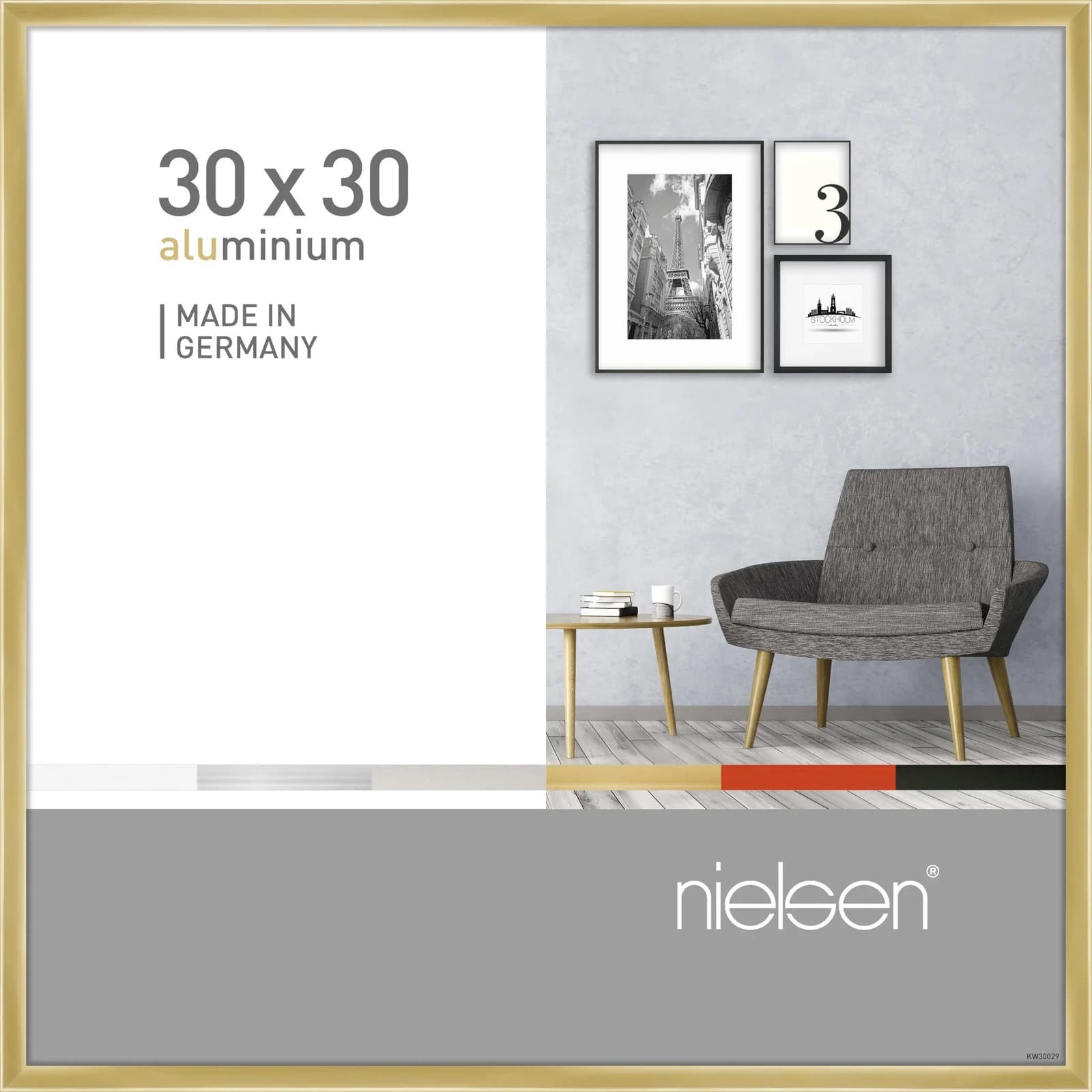 Bilderrahmen PIXEL Gold Aluminium 30x30cm