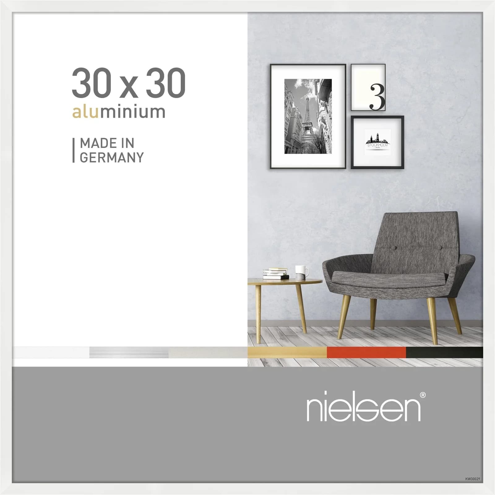 Bilderrahmen PIXEL Weiß Aluminium 30x30cm Wandrahmen