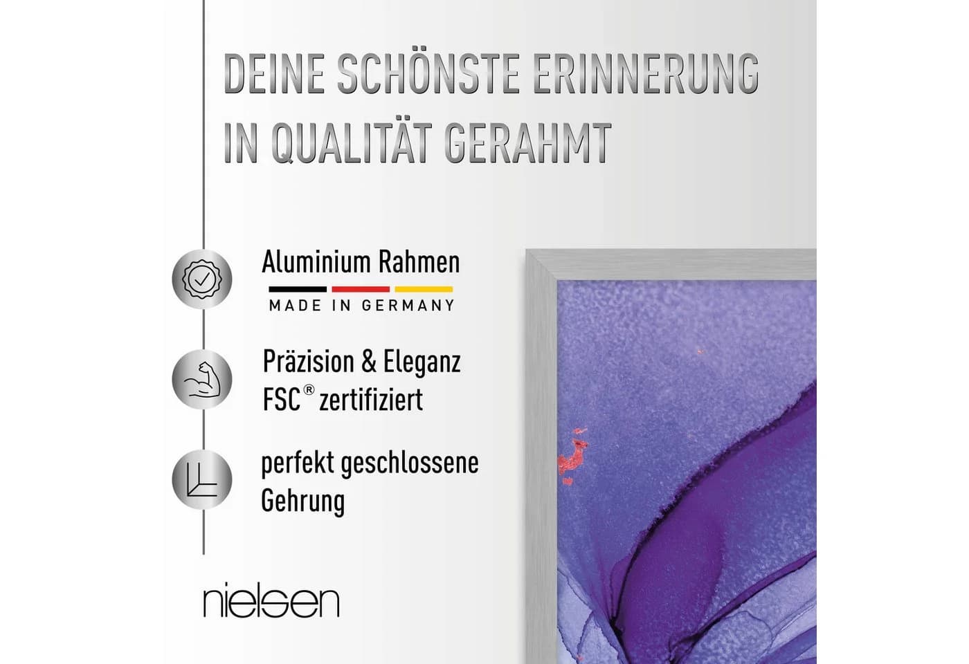 Nielsen C2 Bilderrahmen Aluminium Grau Matt mit Echtglas