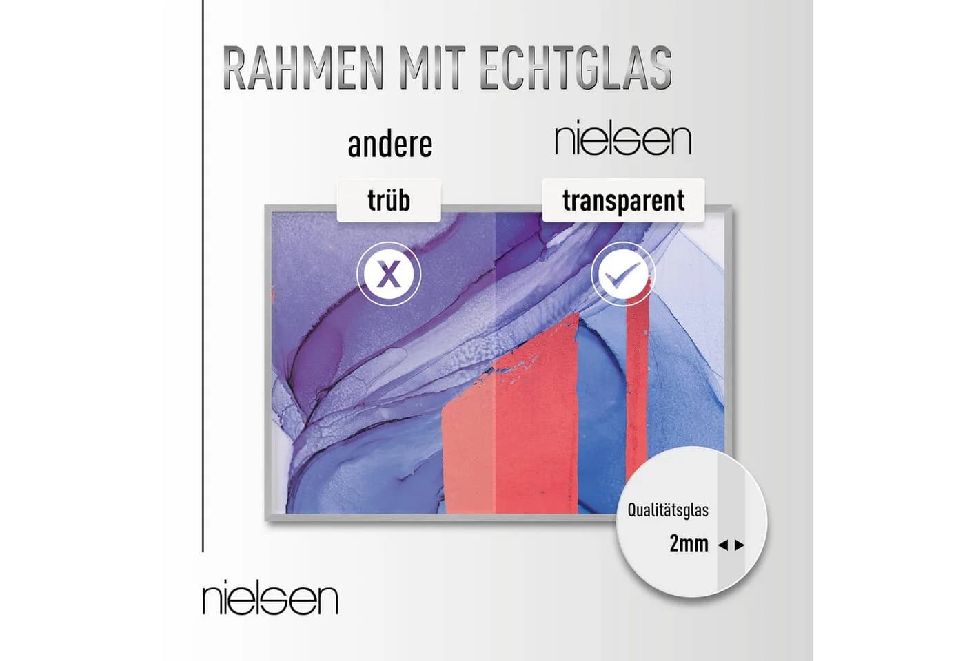 Nielsen C2 Bilderrahmen Aluminium Grau Matt mit Echtglas - Bild 4