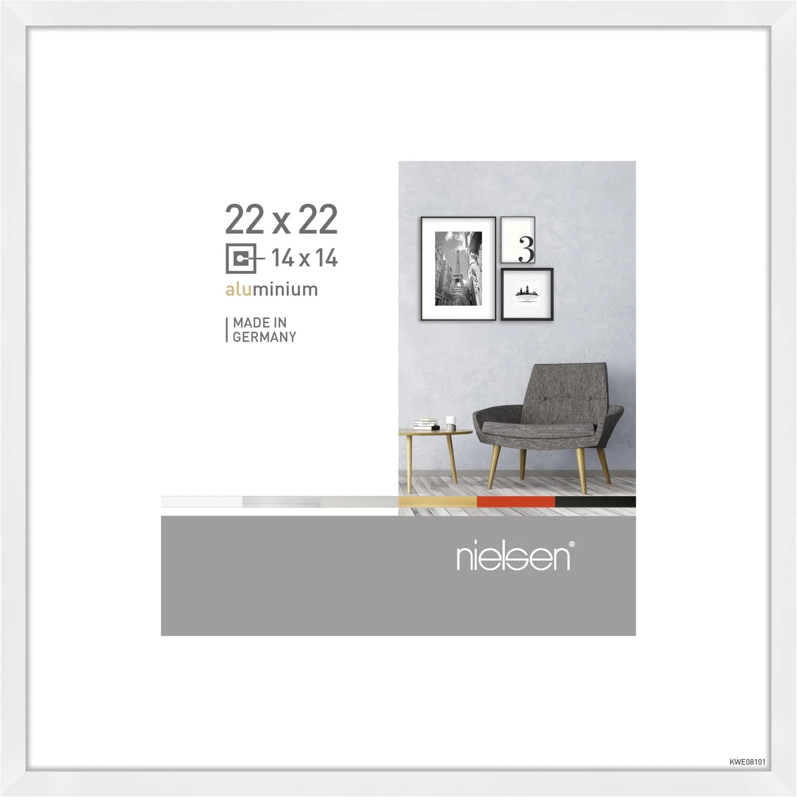 Bilderrahmen PIXEL Aluminium Weiß 22x22cm Wandrahmen